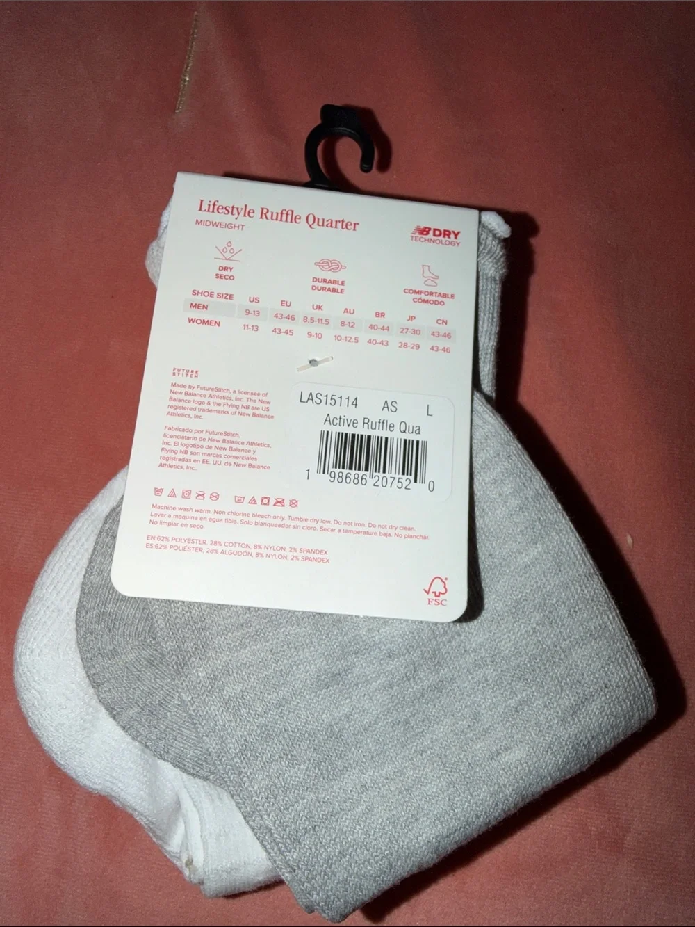 New Balance White Quarter Athletic Socks - 2 Pack